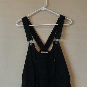 black overall dress